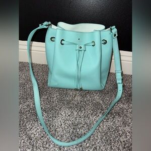 Kate spade teal drawstring crossbody bucket bag